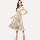 Shein Knot Front Split Back Satin Dress