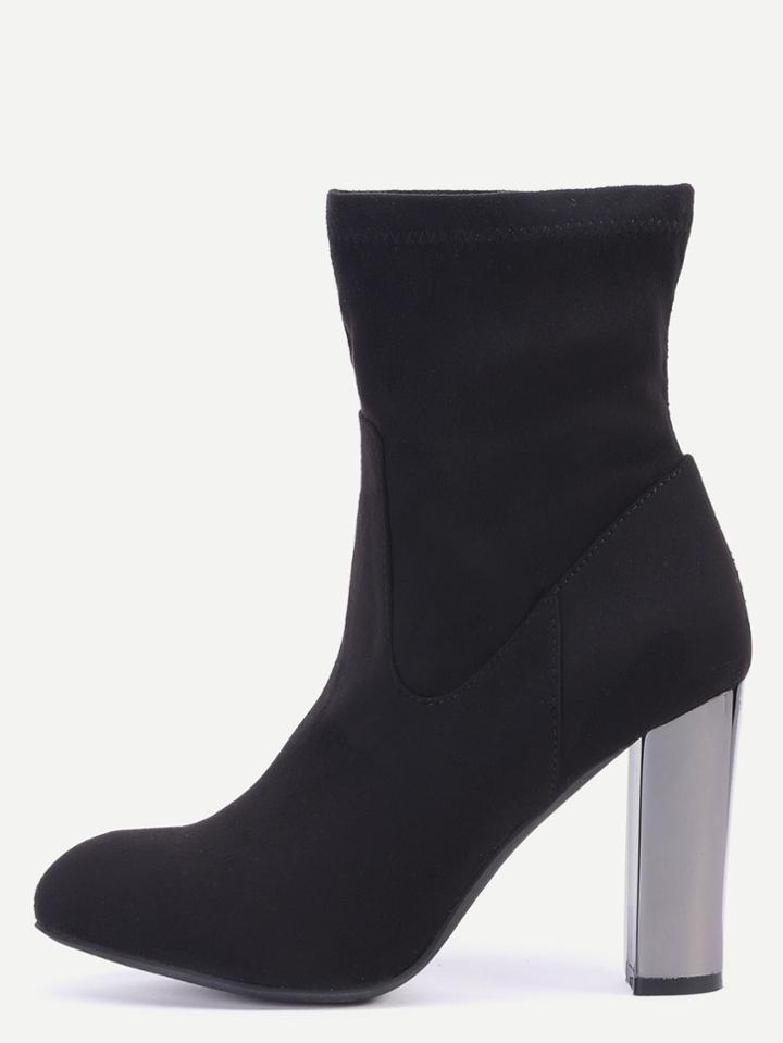 Shein Black Point Toe High Heels Short Boots