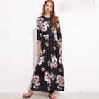 Shein Flower Print Long Dress