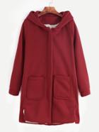 Shein Burgundy Hooded Slit Side Coat