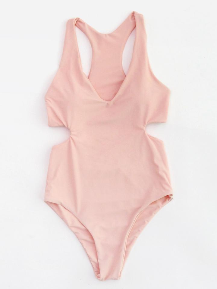 Shein Cutout Racerback Plunge Neckline Swimsuit