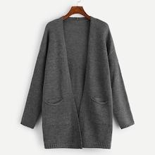 Shein Pocket Patched Open Front Cardigan