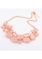 Rosewe Golden Chain Pink And Crystal Bead Necklace