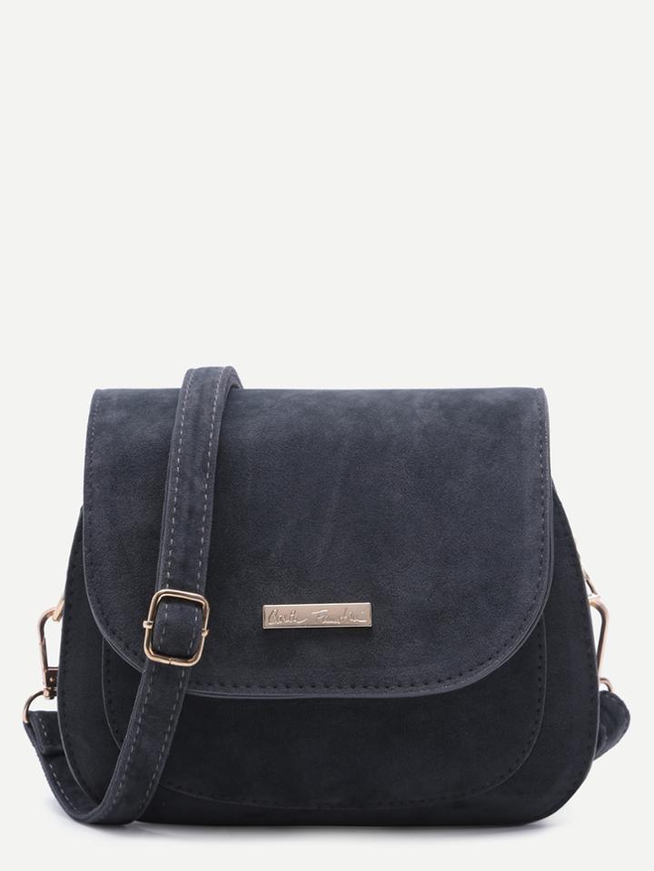 Shein Grey Nubuck Leather Saddle Crossbody Bag