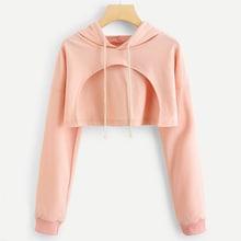 Shein Drop Shoulder Cut Out Crop Hoodie