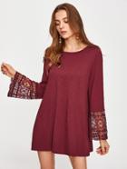 Shein Guipure Lace Fluted Sleeve Swing Dress