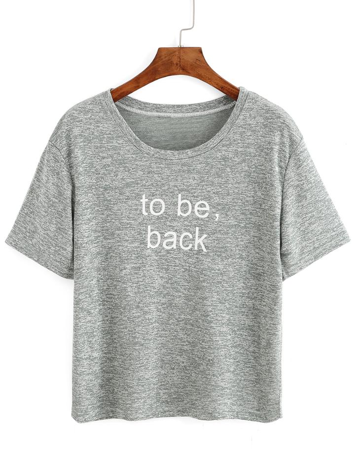 Shein Grey Letter Print T-shirt