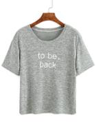 Shein Grey Letter Print T-shirt