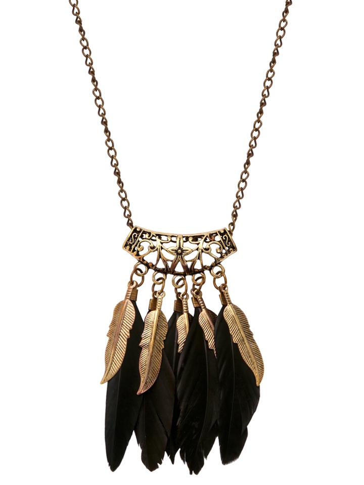 Shein Black Feather Pendant Necklace