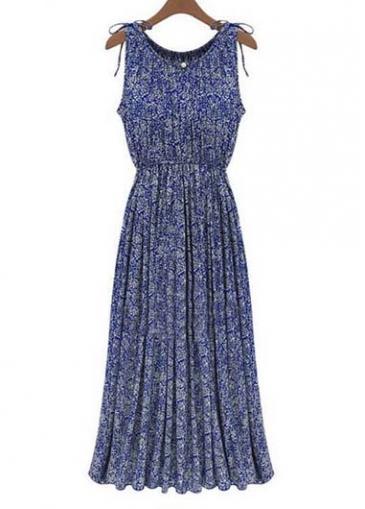 Rosewe Fine Quality Round Neck Floral Ankle Length Dress