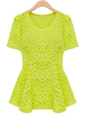 Rosewe Catching Round Neck Short Sleeve Yellow T Shirt