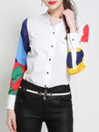 Shein Color Block Sleeve Shirt