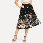 Shein Elastic Waist Flower Print Skirt