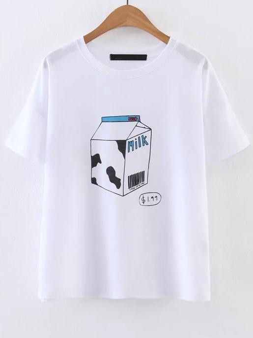 Shein White Graphic Print Short Sleeve Tee