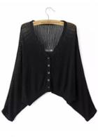 Rosewe Vogue Long Sleeve Button Closure Solid Black Cardigans