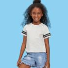 Shein Girls Sequin Stripe Sleeve Heathered T-shirt