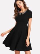 Shein Beaded Collar Fit & Flare Dress