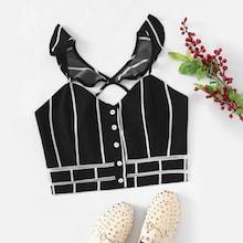 Shein Criss Cross Back Striped Top