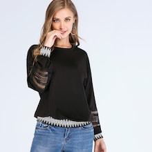 Shein Drop Shoulder Lace Contrast Sweatshirt