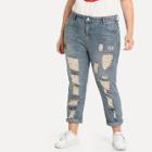 Shein Plus Ripped Patched Jeans