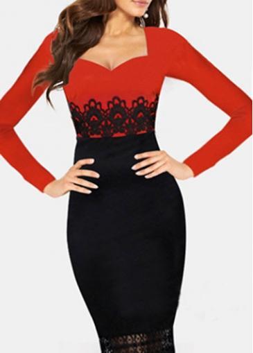 Rosewe Formal Plunging Neckline Color Patchwork Slit Dress