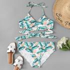 Shein Plus Palm Print Wrap Bikini Set