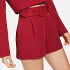Shein Buckle Belt Detail Tailored Shorts