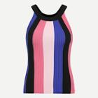 Shein Color Block Ribbed Knit Halter Top