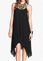 Rosewe Open Back Asymmetric Black Shift Dress