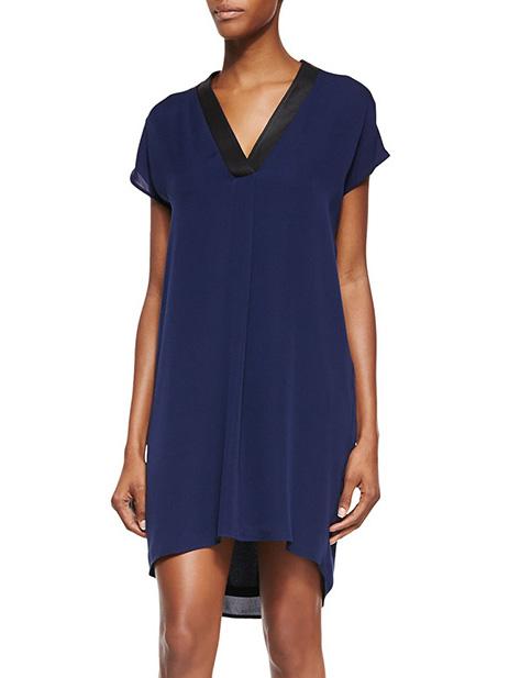 Shein V Neck Chiffon Royal Blue Dress
