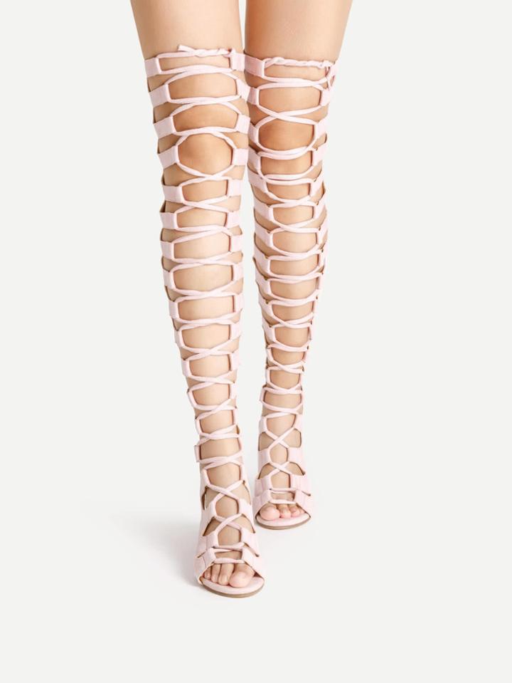 Shein Ladder Cutout Zipper Back Gladiator Sandals