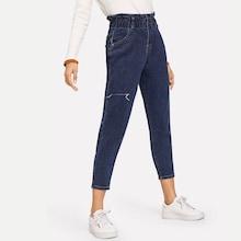 Shein Frill Detail Ripped Detail Jeans