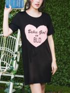 Shein Letter & Heart Print Tee Nightdress