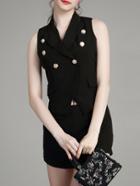 Shein Black V Neck Top With Pockets Shorts
