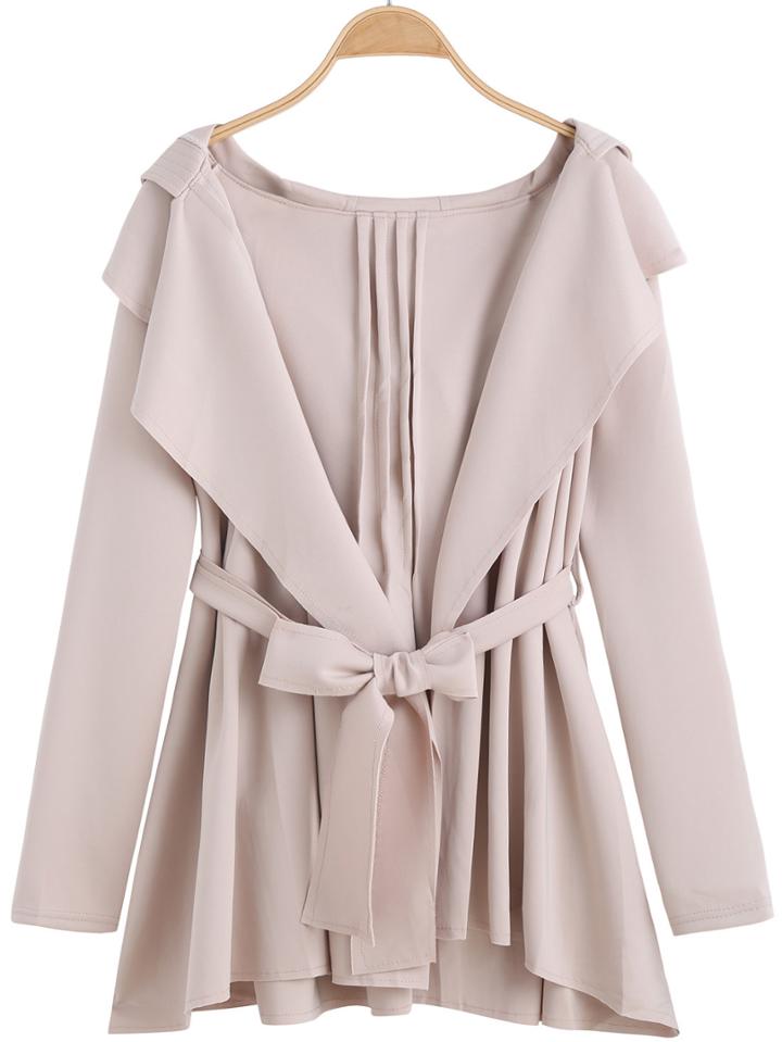 Shein Apricot Hooded Belt Loose Coat