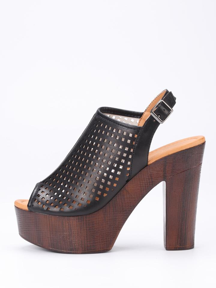 Shein Laser-cut High Vamp Platform Heels - Black