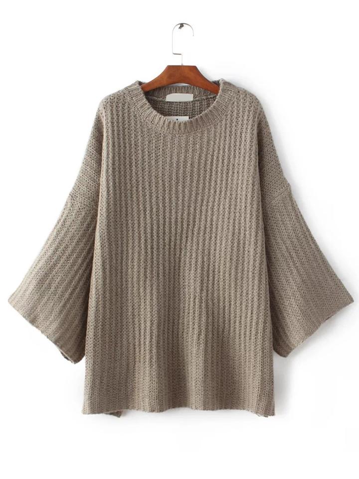 Shein Camel Drop Shoulder Slouchy Sweater