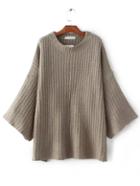 Shein Camel Drop Shoulder Slouchy Sweater