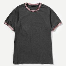 Shein Men Striped Trim Solid Tee