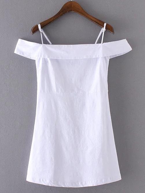 Shein White Cold Shoulder Zipper Side Dress