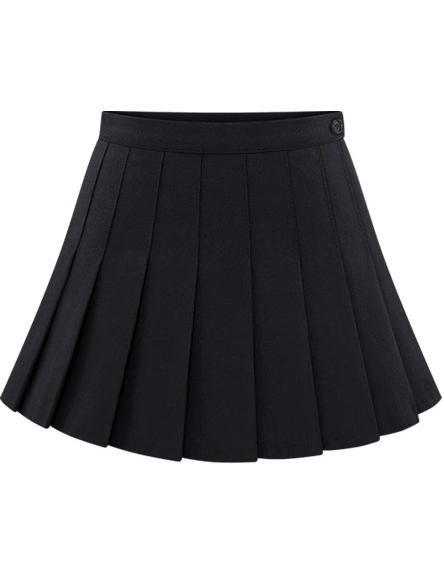 Shein Black Buttons Pleated Skirt