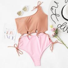Shein One Shoulder Drawstring Swimsuit