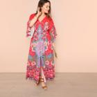 Shein Plus Tribal Print Exaggerate Cuff Dress