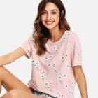 Shein Embroidered Appliques Tunic Tee