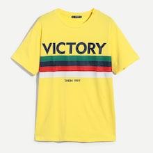Shein Men Letter And Striped Print Tee
