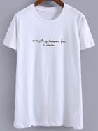 Shein Letters Print White T-shirt