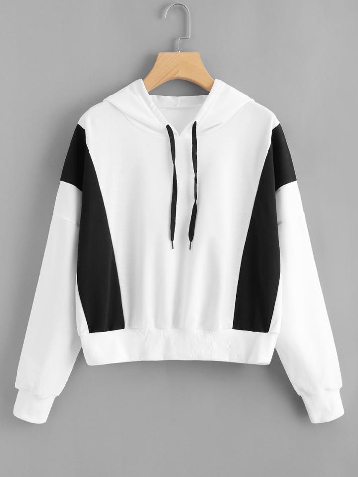 Shein Contrast Panel Drop Shoulder Hoodie