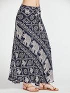 Shein Vintage Print Bow Tie Longline Skirt