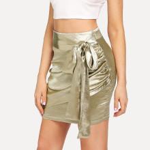 Shein Knot Side Pleated Detail Skirt