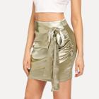 Shein Knot Side Pleated Detail Skirt